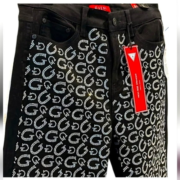 Guess Black Skinny Jean Pants Bold G Design 12/31 NEW - Picture 1 of 7